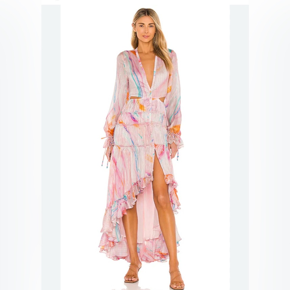 Rococo Sand Davina high low Vibrant Long Sleeve Dress